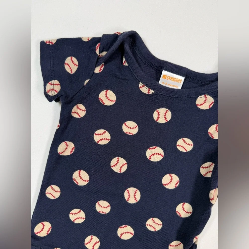 GYMBOREE Baby Boys' Navy Blue Baseball Print Short Sleeve One Piece Size‎ 0-3M
